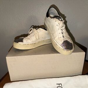 Golden Goose White and Silver Athletic Shoes